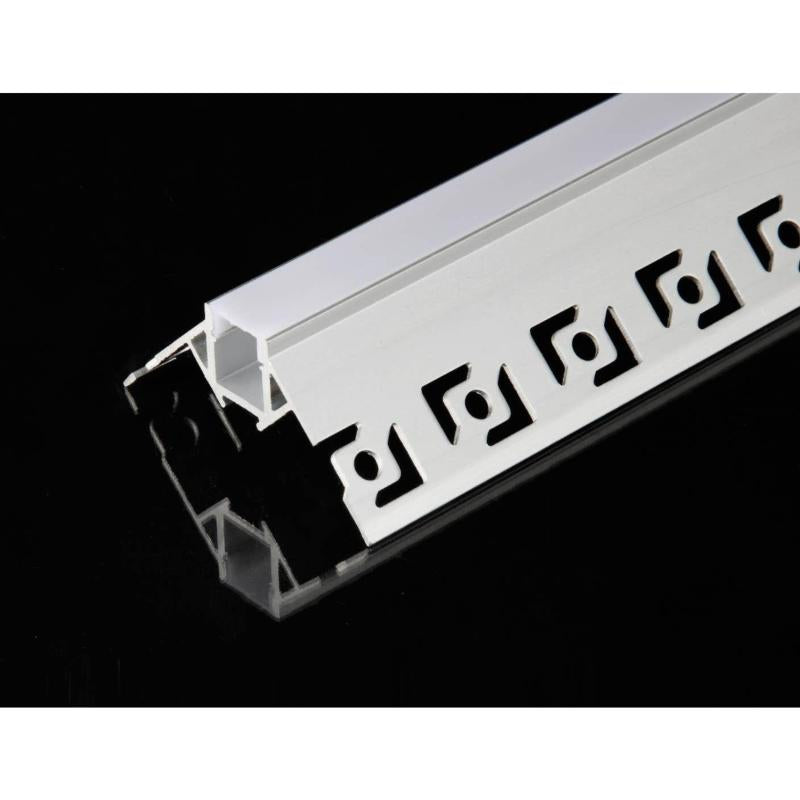 Profilé Aluminium encastré angulaire 1m pour Ruban LED Couvercle Blanc Opaque