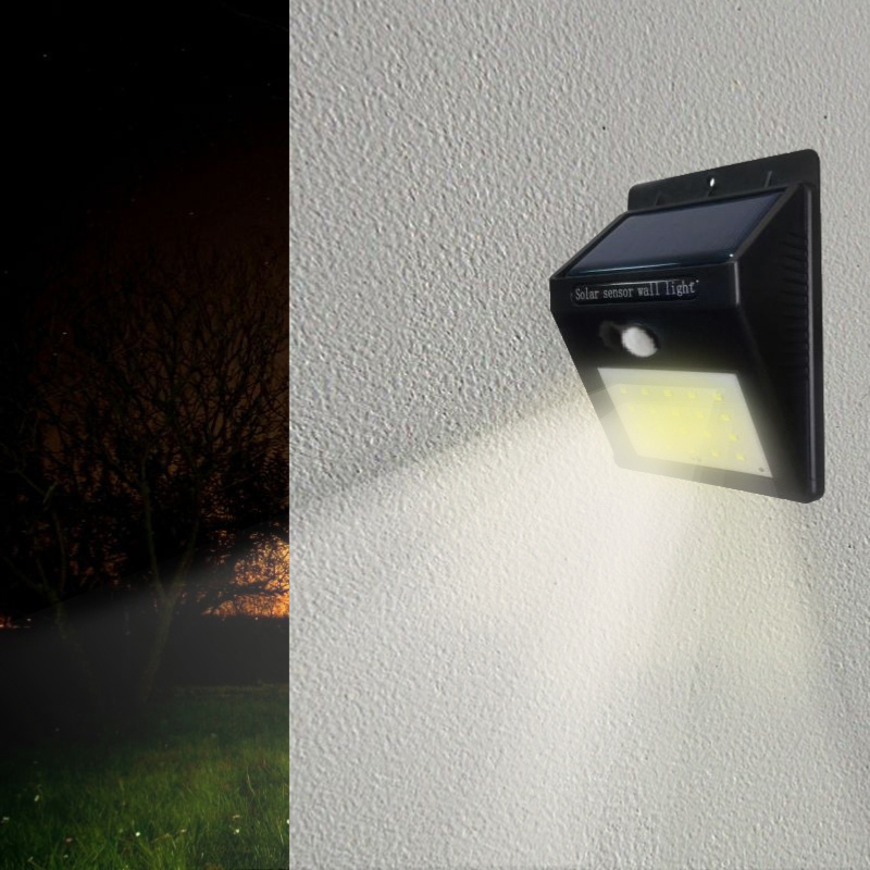 Applique murale Solaire LED Noire 0.55W avec Détecteur de Mouvement (48 LED)