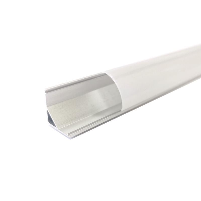 Profilé Aluminium Angle 2m pour Ruban LED Couvercle Blanc Opaque