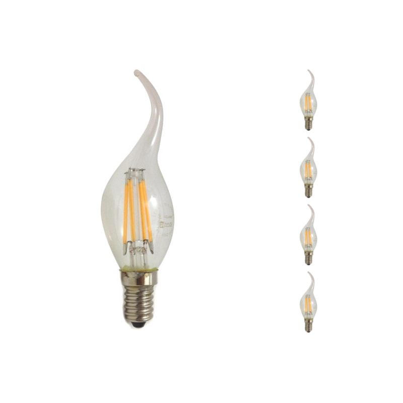Ampoule LED E14 Flamme Filament 6W 220V 360° (Pack de 5)