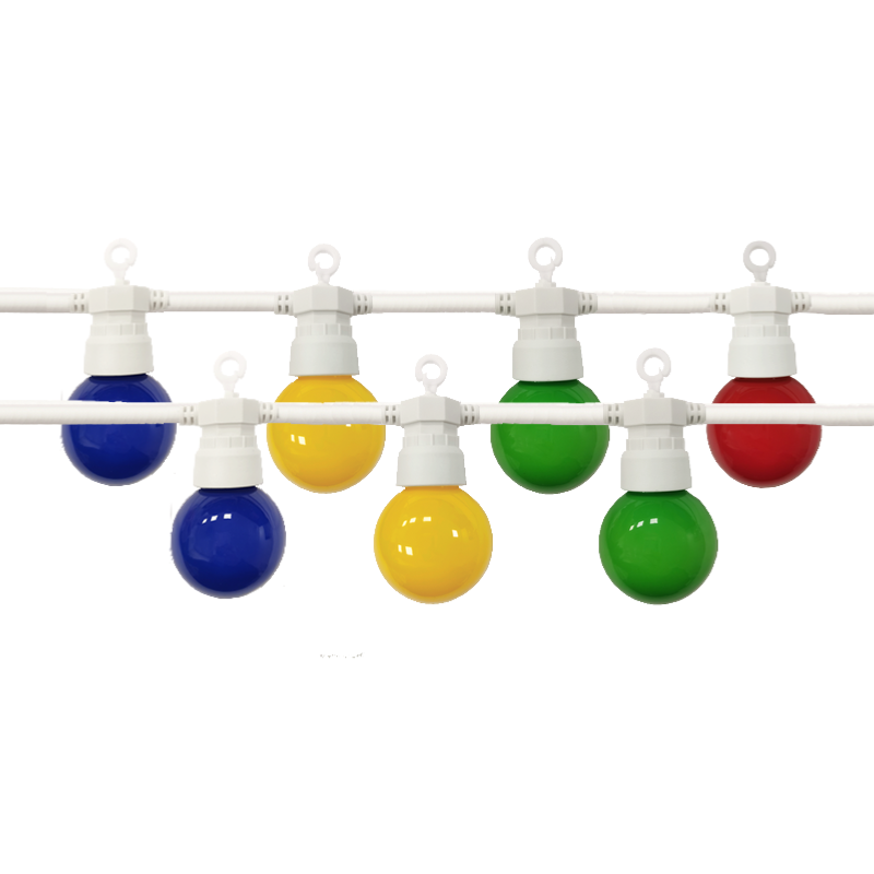 Guirlande Guinguette LED 8M 10pcs 3W IP65 Multicouleur - Cble Blanc
