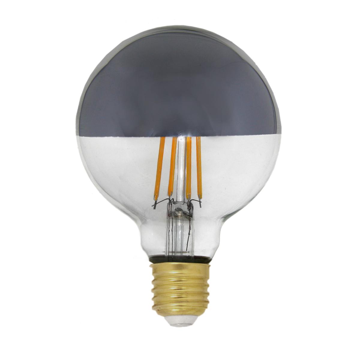 Ampoule LED E27 Filament Dimmable 8W G95 Globe Reflect Argent