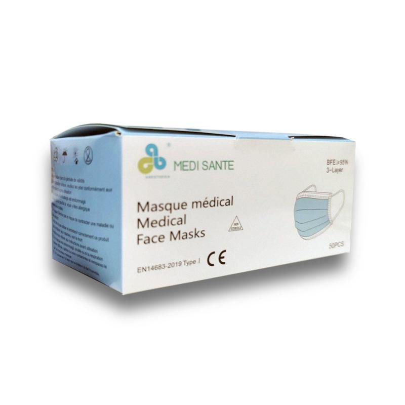 Masques Médicaux CE - Bleus 3 Plis jetables  - Boîte de 50