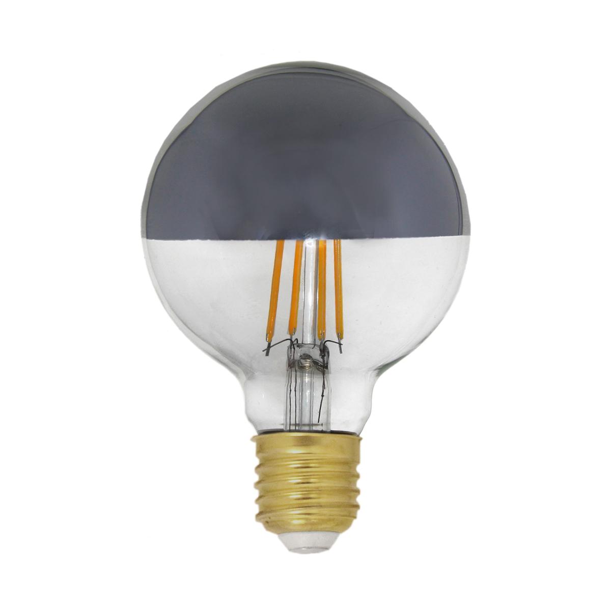 Ampoule LED E27 Filament Dimmable 8W G80 Globe Reflect Argent