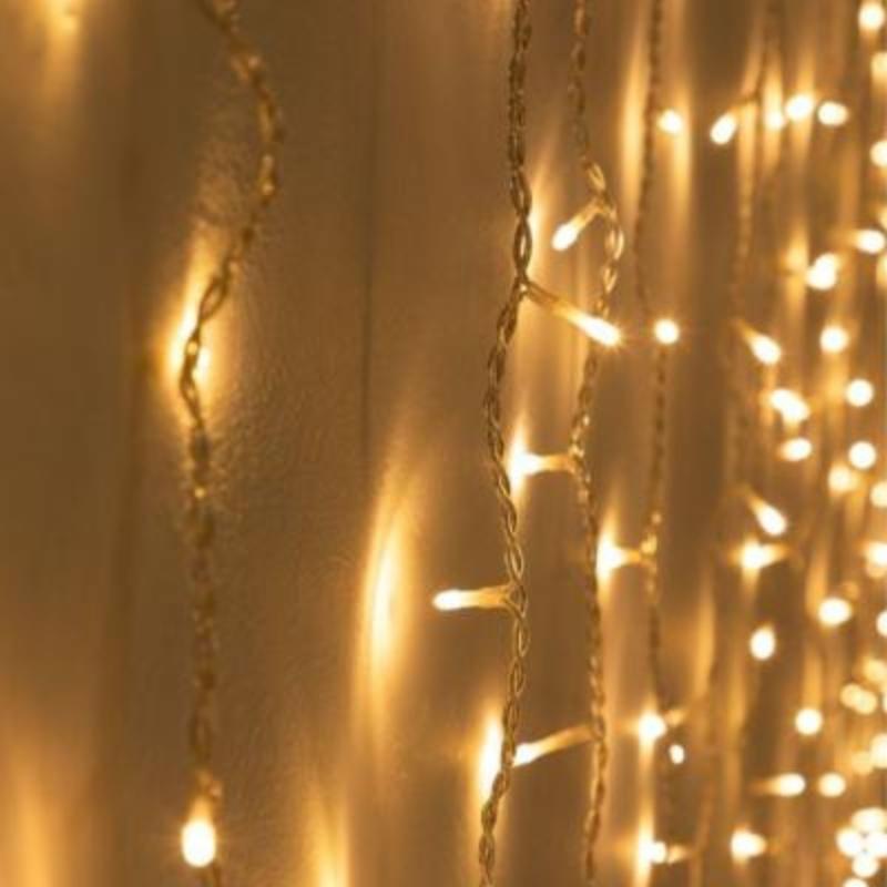  Rideau lumineux 240LED IP44 4M 8 modes avec timer - Blanc chaud