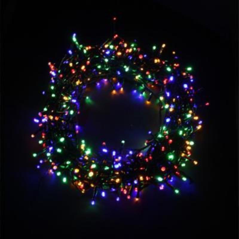 Guirlande LED Clignotante 25M 500LED IP44 avec timer, Cble vert - Multicouleur