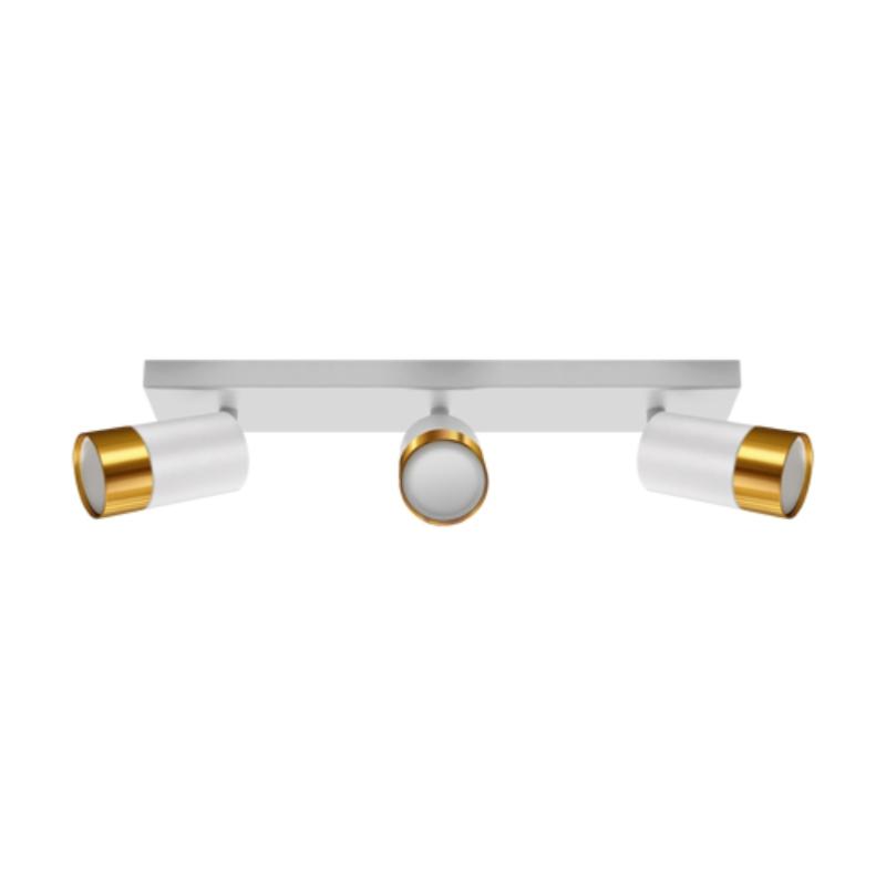 Plafonnier 3 Spots Orientables BLANC et OR pour Ampoule GU10