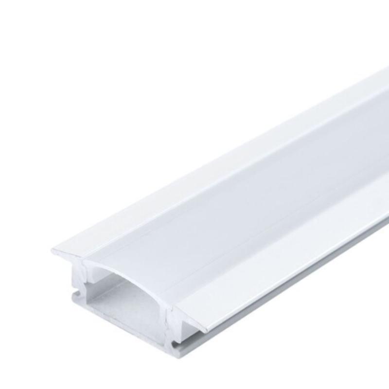 Profilé Aluminium Blanc Encastrable 2m avec Couvercle Blanc Opaque
