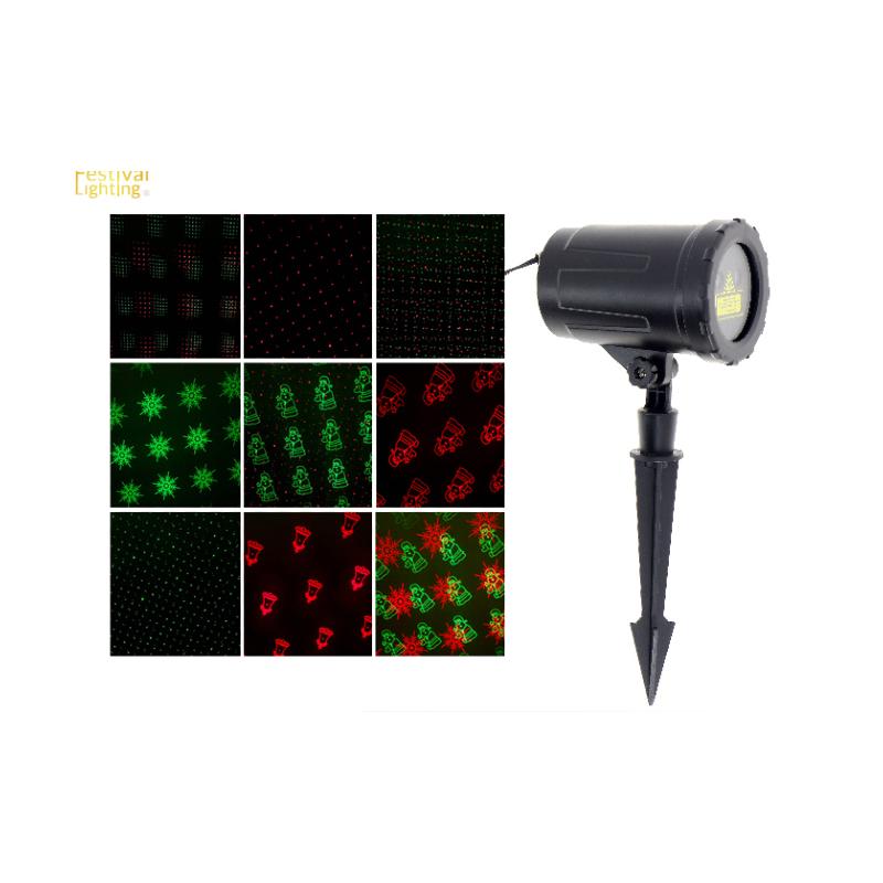 Projecteur de Noël LED Laser Rouge et Vert IP44 - 8 motifs