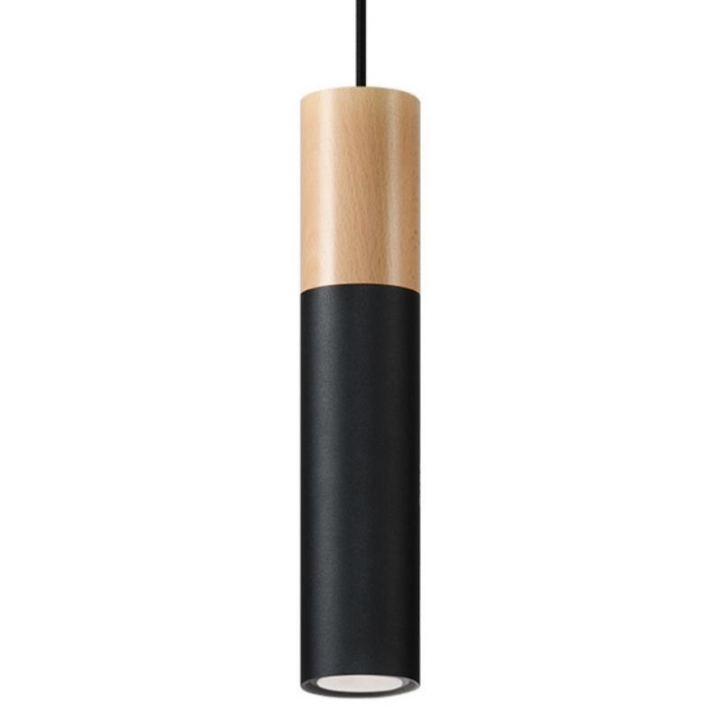 Suspension Lampe Bois Noir pour Ampoule GU10
