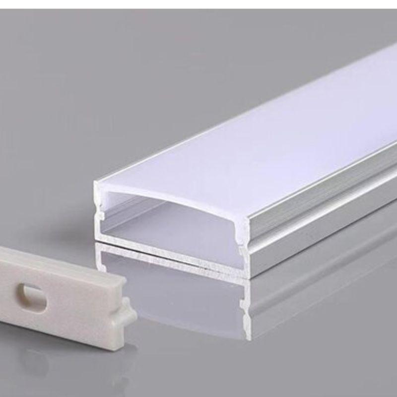 Profilé Aluminium Large 2m avec Cache Opaque Blanc