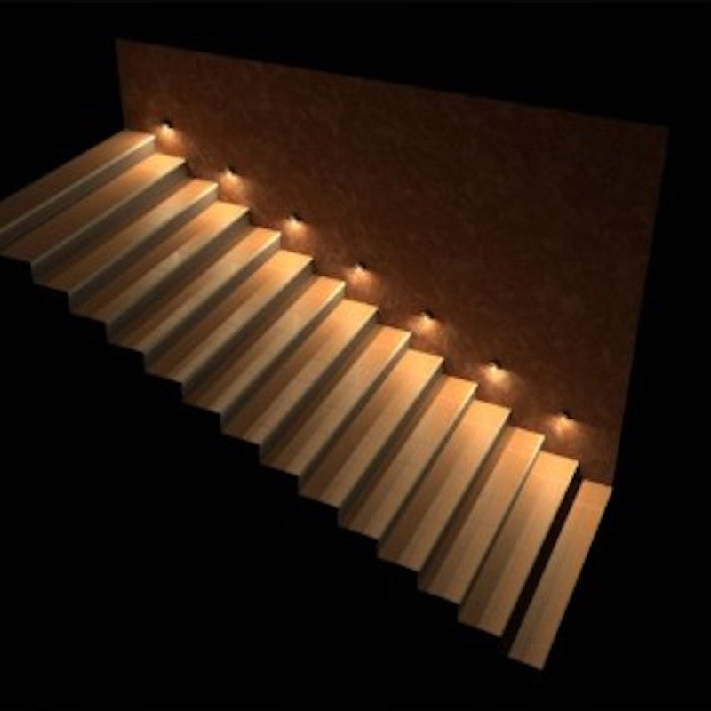 Balise LED saillie Ronde 2W 220V 55° Noire IP65 pour Escalier  