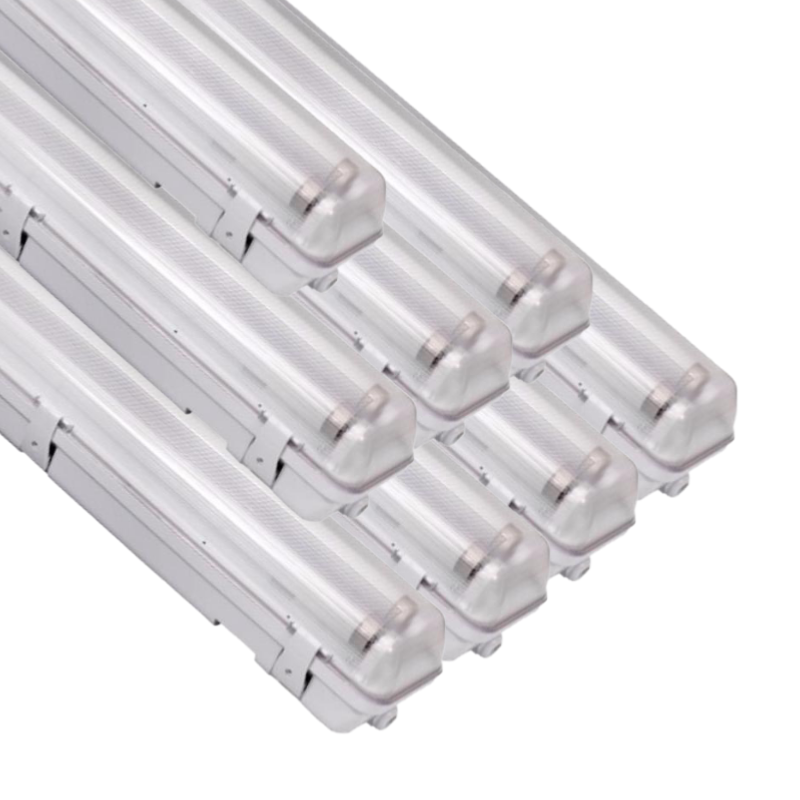 Réglette LED étanche double pour Tubes LED T8 120cm IP65 (boitier vide) (Pack de 8)