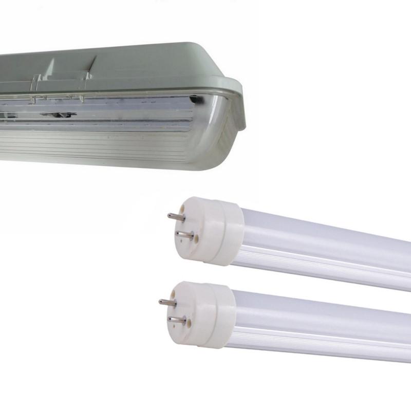 Kit de Réglette LED étanche Double pour Tubes T8 150cm IP65 (2 Tubes Néon LED 150cm T8 50W inclus)