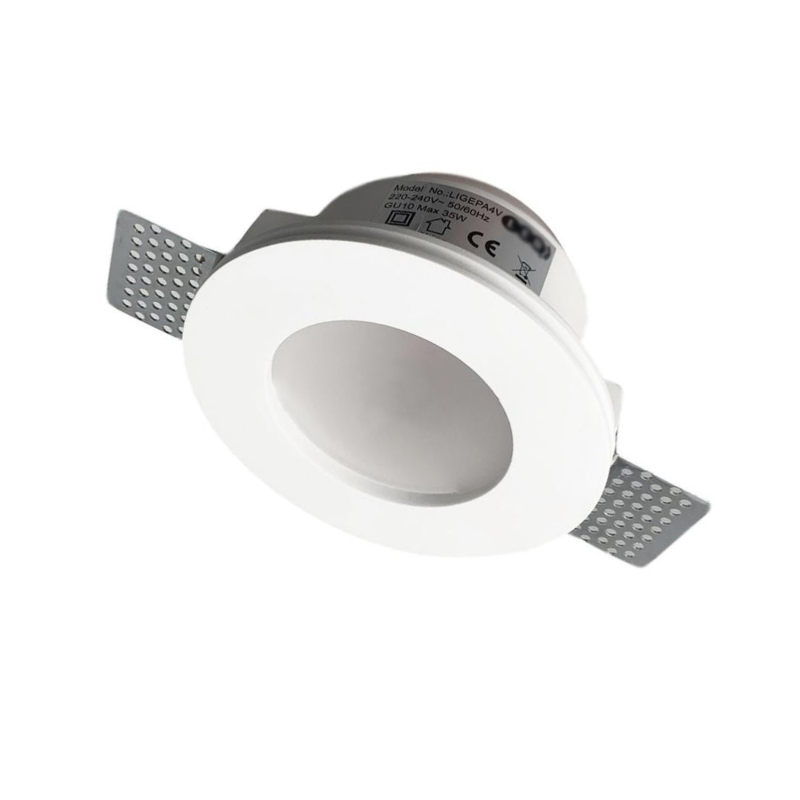 Support Spot GU10 LED Rond Blanc 120mm + vitre opaque