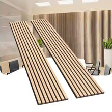 Lot de 2 Panneaux Acoustiques Muraux Bois 240x60x2,2cm - Chêne Blanc avec Fond Noir