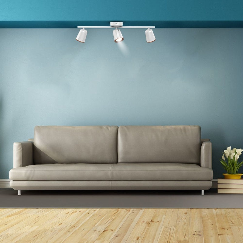 Plafonnier 3 Spot Orientable Alu Blanc 15W 60cm