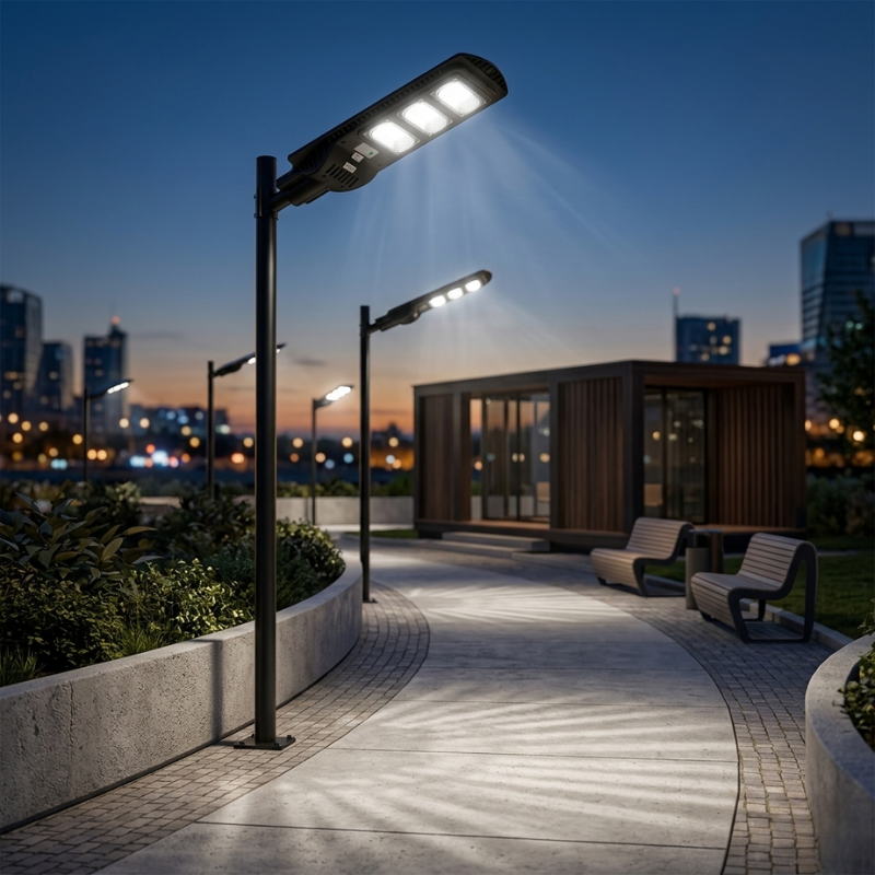 Luminaire LED urbain solaire 30W IP65 (Barre métallique incluse)