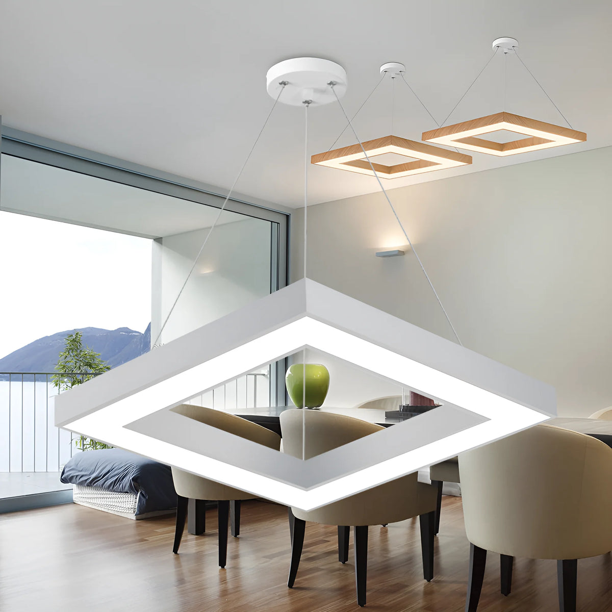 Suspension LED Carrée 45W Blanc avec Télécommande