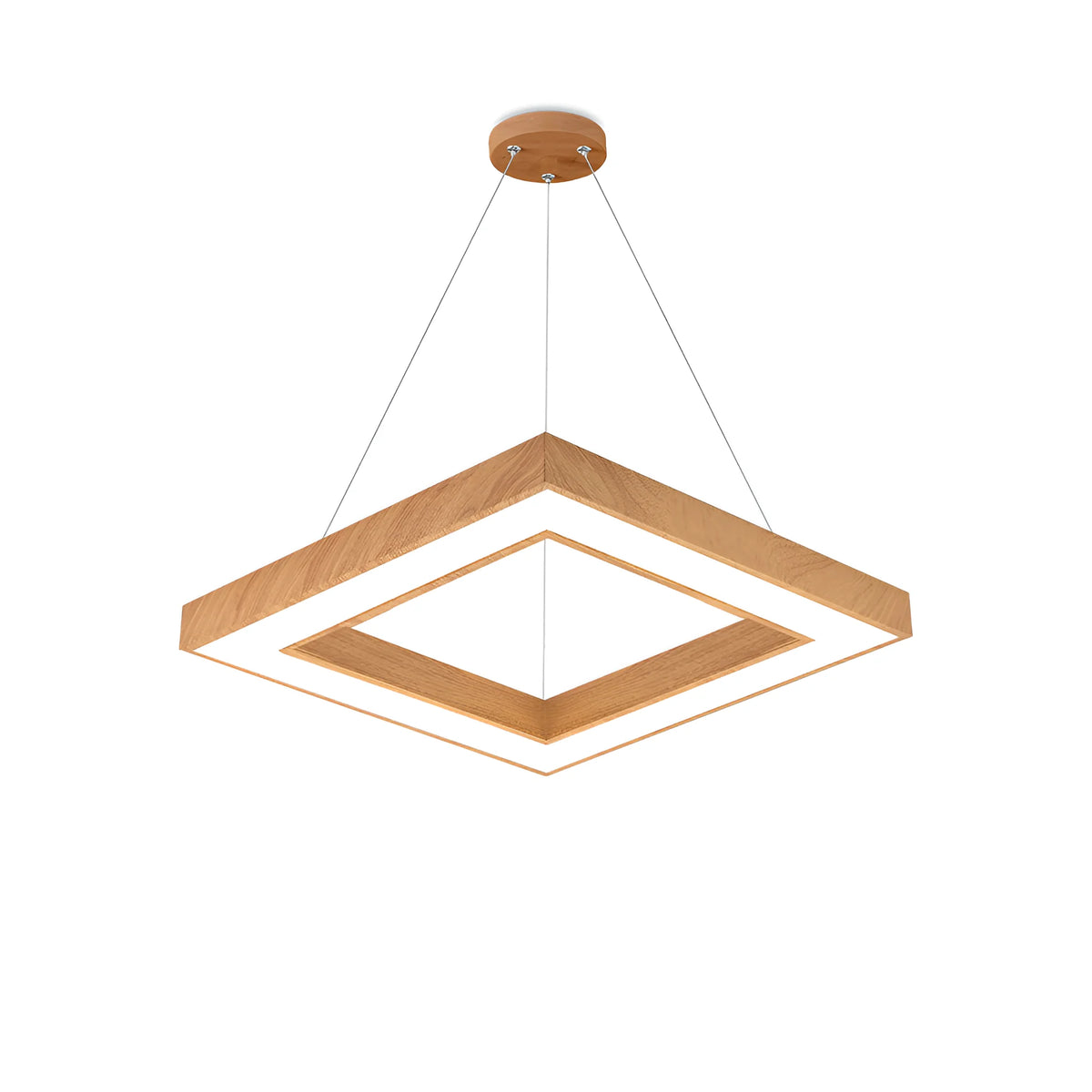 Suspension LED Carrée 45W Effet Bois avec Télécommande