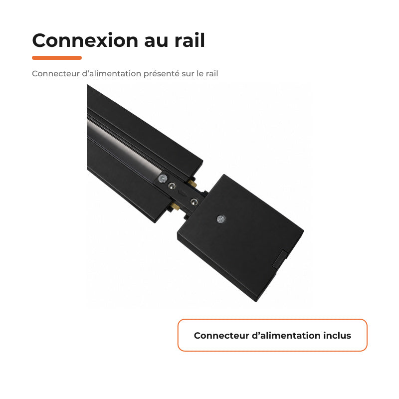 Rail Encastrable Monophasé Plat 1m Noir