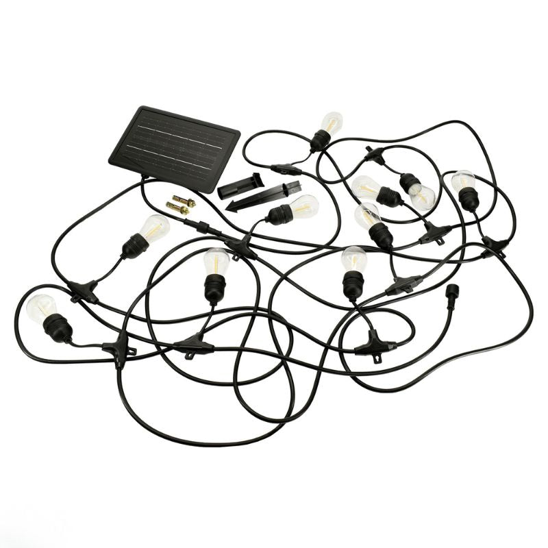 Guirlande Guinguette Solaire LED 10M 10pcs 3W IP65 - Câble Noir