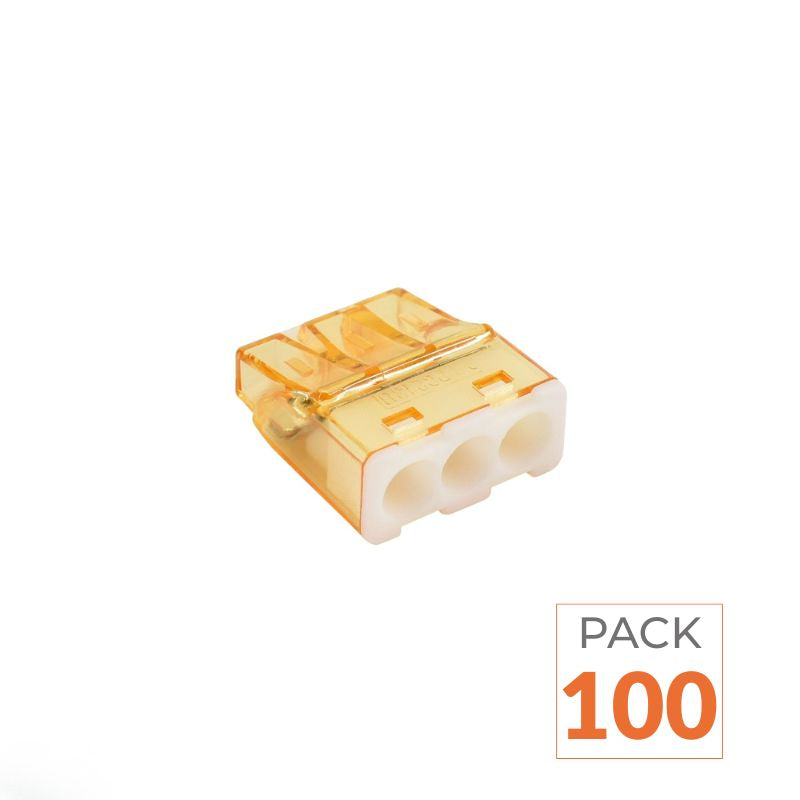 Borne de Connexion Rapide 3 Entrées 0,5-2,5 mm² - Lot de 100