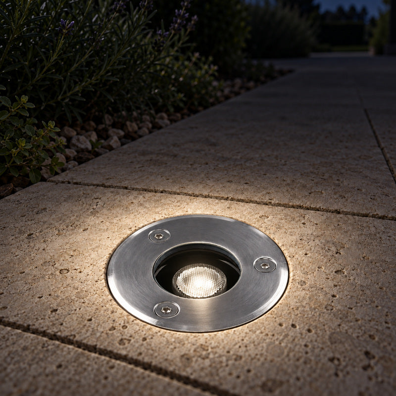 Pack de 10 - Spot Extérieur Encastrable LED IP67 220V Sol 1W 30° Ø64 mm – rendu allumé