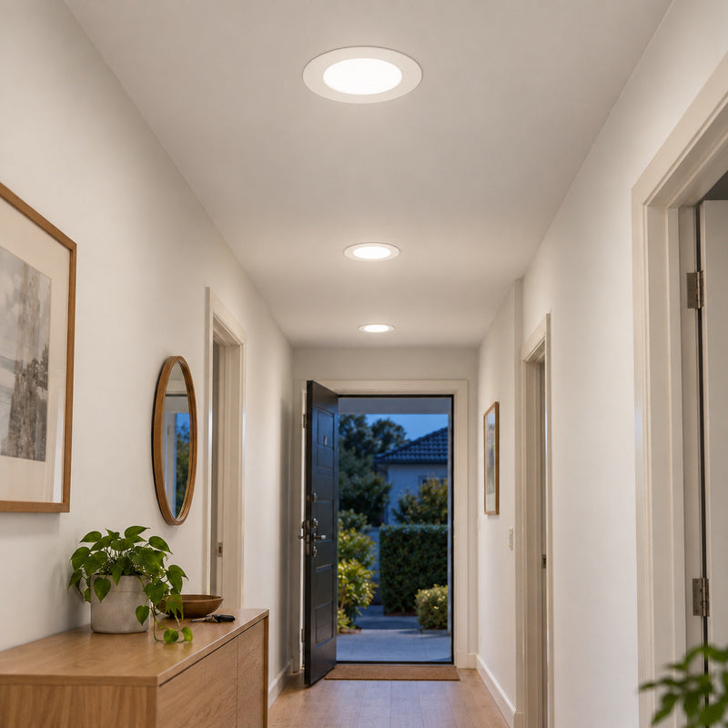 Downlight Dalle LED Ronde Ø128mm 6W Blanc CCT - Pack de 10 – rendu allumé