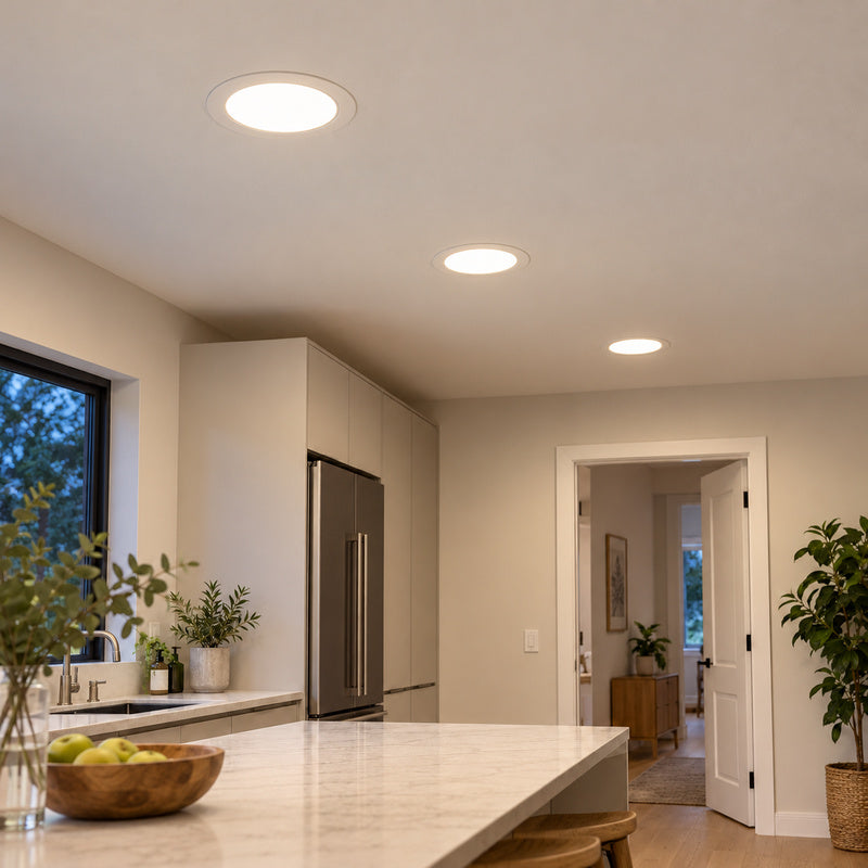 Downlight Dalle LED Ronde Ø170mm 12W Blanc CCT - Pack de 10 – rendu allumé