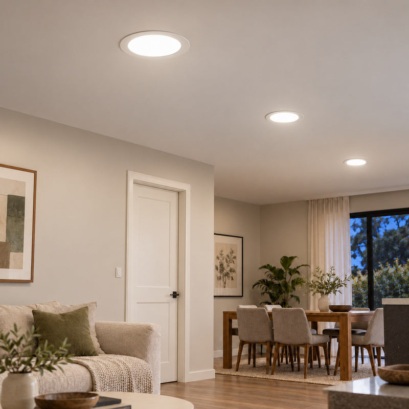 Downlight Dalle LED Ronde Ø198mm 15W Blanc CCT - Pack de 10 – rendu allumé
