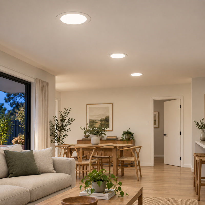 Downlight Dalle LED Ronde Ø298mm 24W Blanc CCT - Pack de 10 – rendu allumé