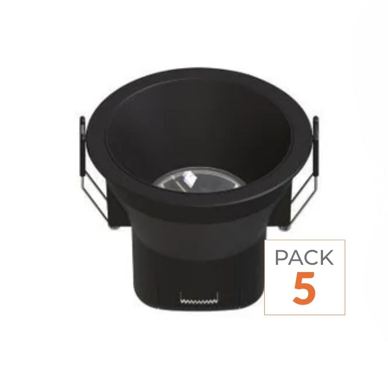 Spot LED Encastrable 9W IP44 Dimmable Noir CCT Ø85mm - 3000K/4000K/6500K (Pack de 5)