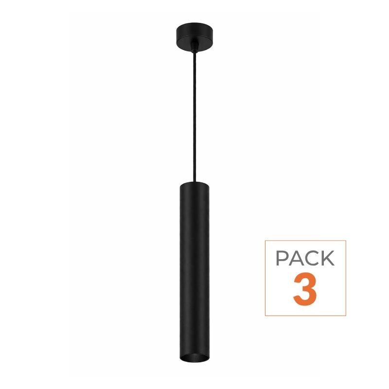 Luminaire Suspendu GU10 IP20 30cm NOIR (Pack de 3)