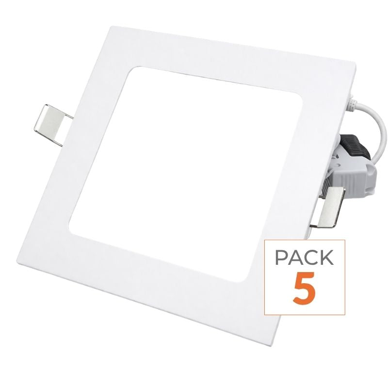 Spot LED Extra Plat Carré 6W Blanc (Pack de 5)