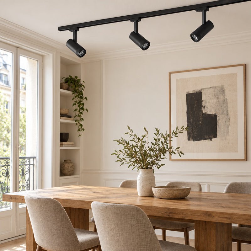 Spot LED sur Rail Noir Angle Ajustable Monophasé 30W 15-60° CCT TRIAC Dimmable - 3000K/4000K/6000K - Silamp France
