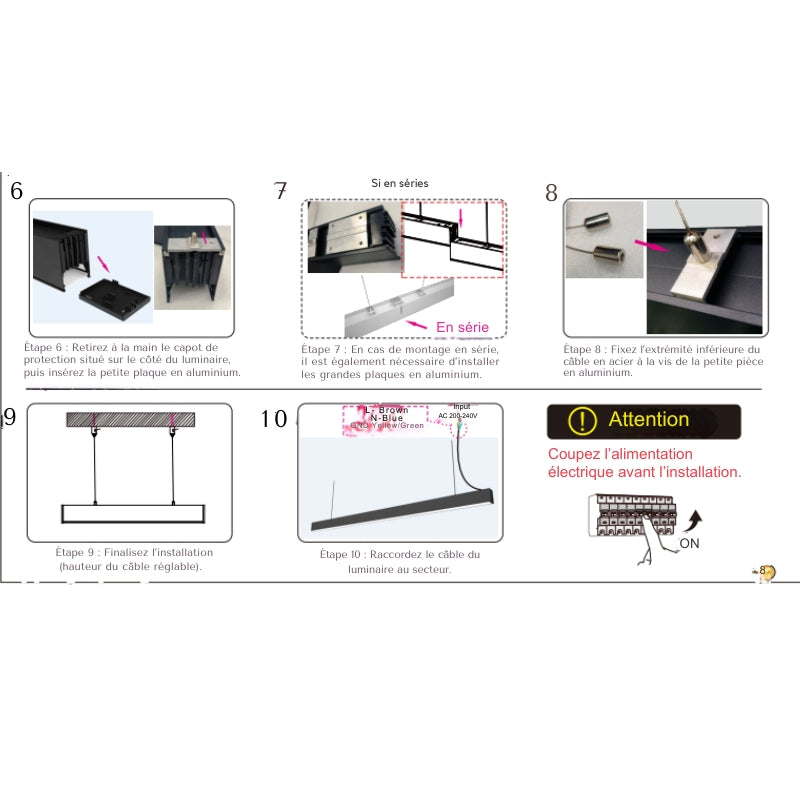Suspension Linéaire LED 150cm 48W Interconnectable BLANC - Garantie 5 ans