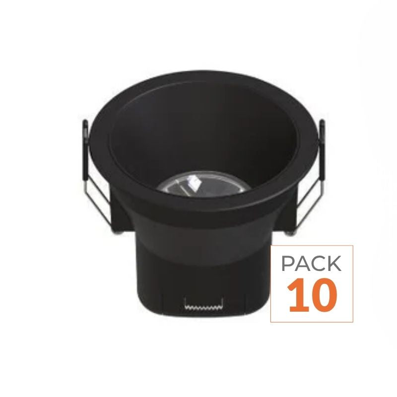 Spot LED Encastrable 9W IP44 Dimmable Noir CCT Ø85mm - 3000K/4000K/6500K (Pack de 10)