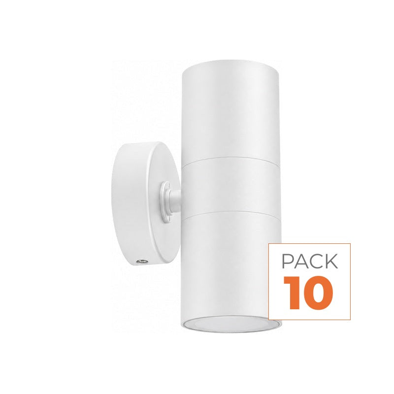 Applique Murale Blanche IP65 Double Faisceau GU10 - Pack de 10 – vue produit