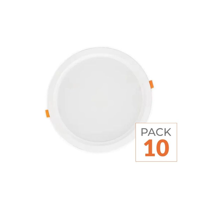 Spot LED Encastrable Plat Étanche 30W BLANC Transformateur Intégré (Pack de 10)