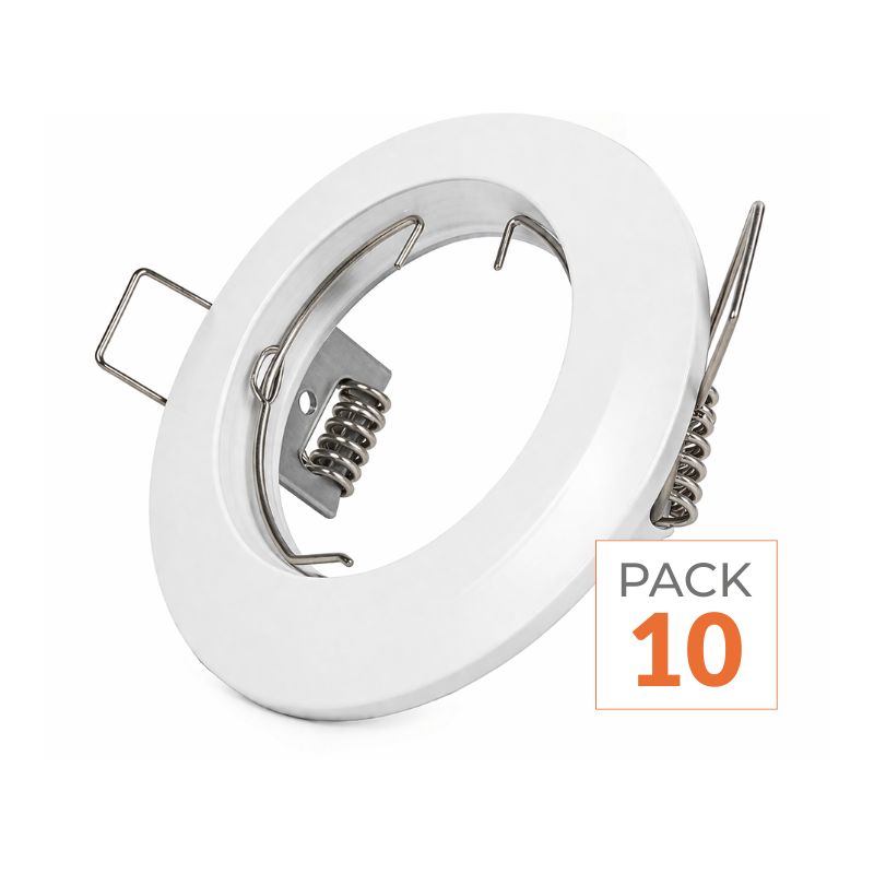 Support Spot GU10 LED Rond BLANC (Pack de 10)