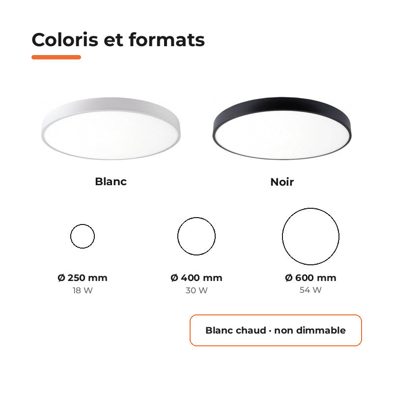 Plafonnier LED Blanc 54W 60cm