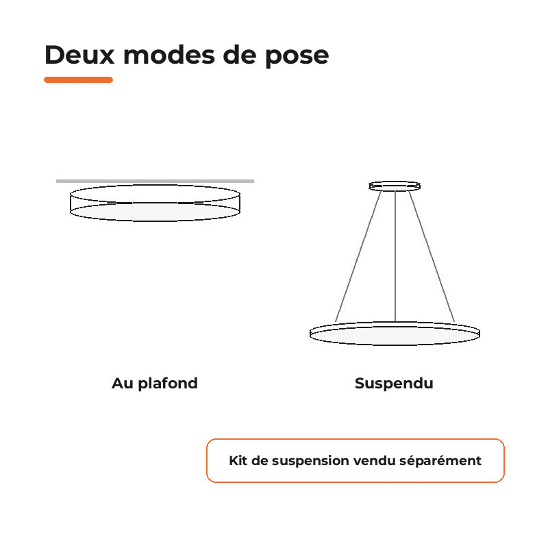 Plafonnier LED Blanc 54W 60cm