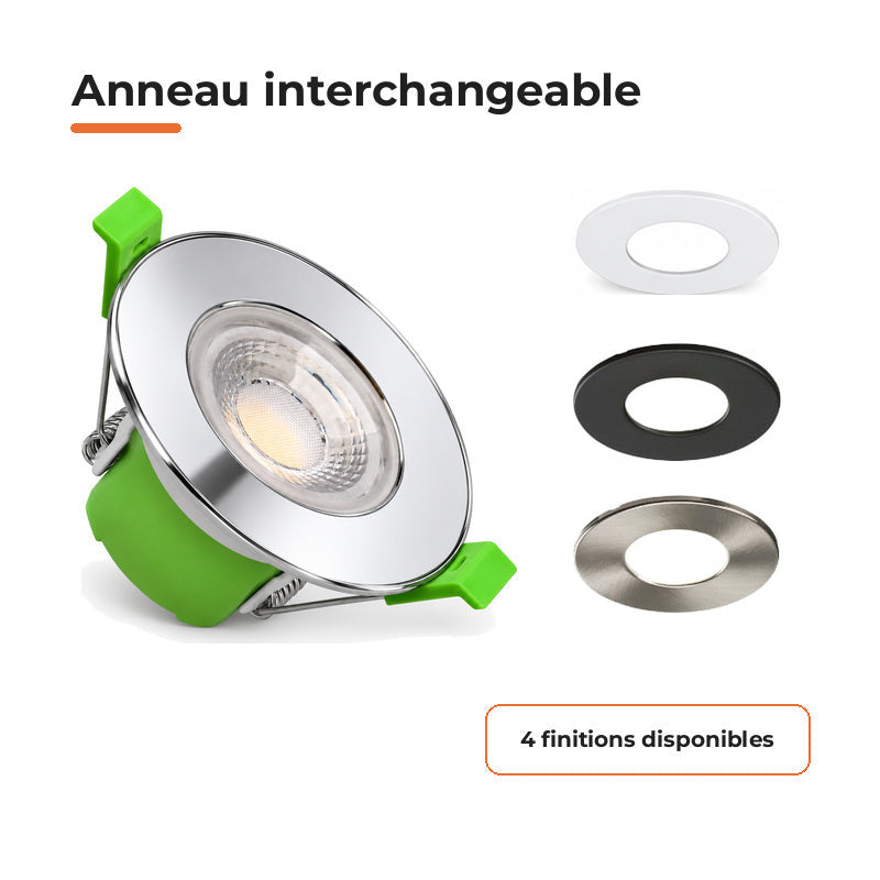 Spot Encastrable Coupe-Feu 6W ø86mm Dimmable CCT IP65 Chrome - 3000K/4000K/6500K – détail