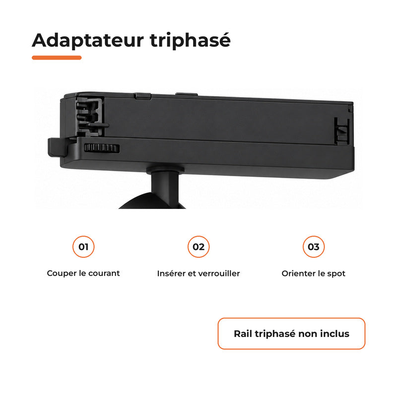 Spot LED sur Rail COB Triphasé 10W 36° Noir Philips - Garantie 5 ans