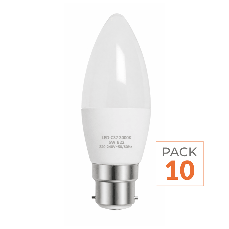 Ampoule LED B22 6W 220V C37 180° (Pack de 10) - Silamp France