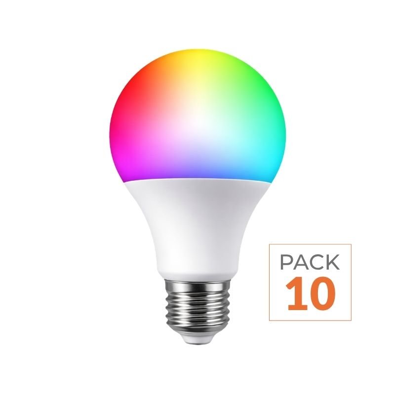Ampoule LED Connectée Wifi E27 8.5W RGBW A60 (Pack de 10) - Silamp France