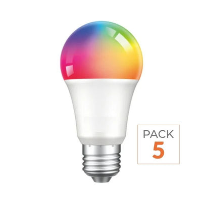 Pack de  5 - Ampoule LED Connectée WiFi E27 9W RGBW A60
