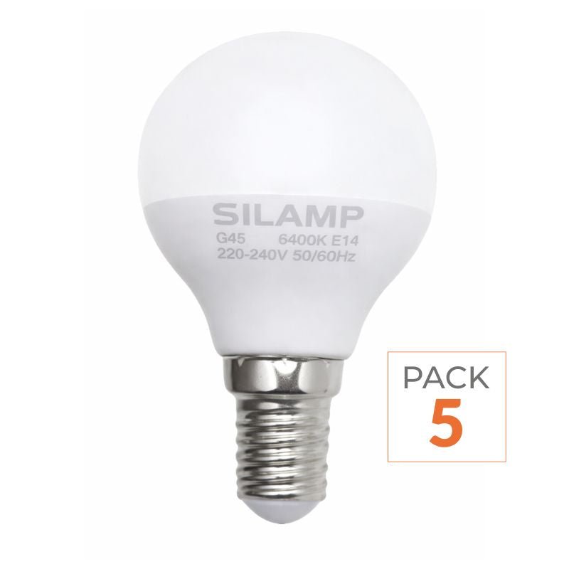 Ampoule LED E14 8W 220V G45 300° (Pack de 5) - Silamp France