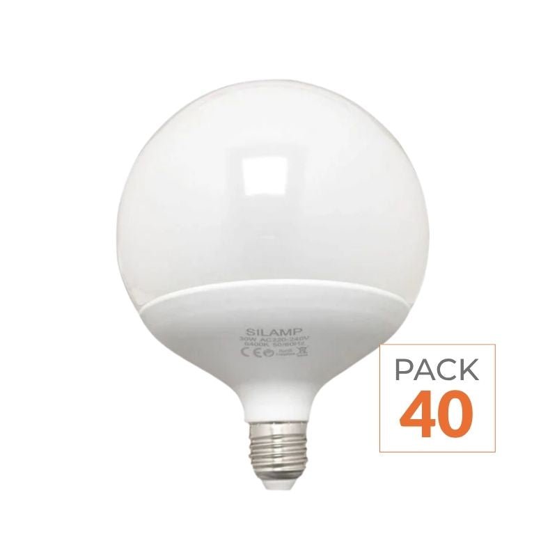 Ampoule LED E27 25W 220V G140 300° Globe (Pack de 40) - Silamp France